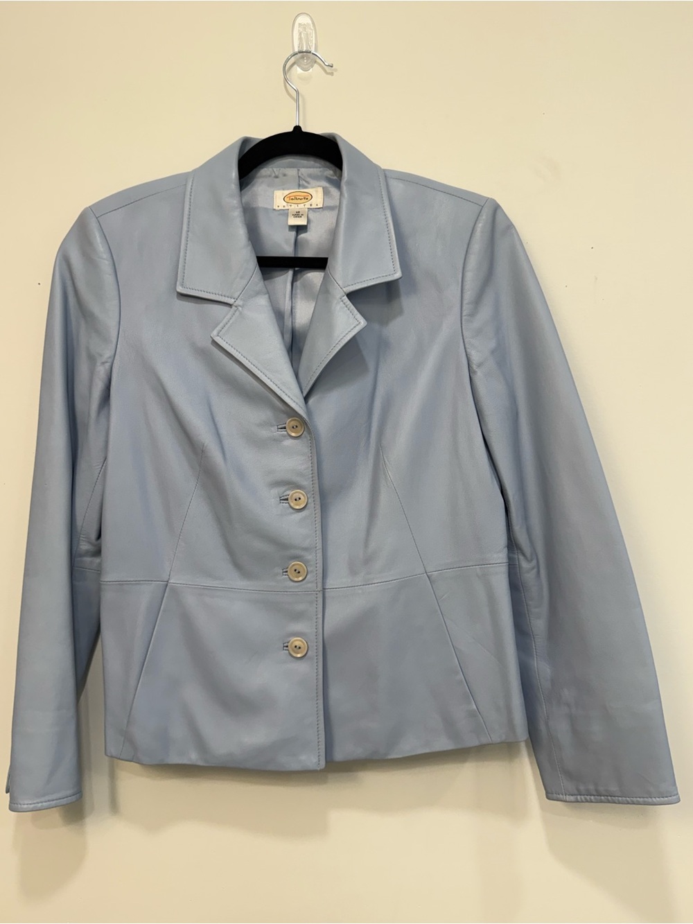Talbots Light Blue Leather Button-Front Jacket